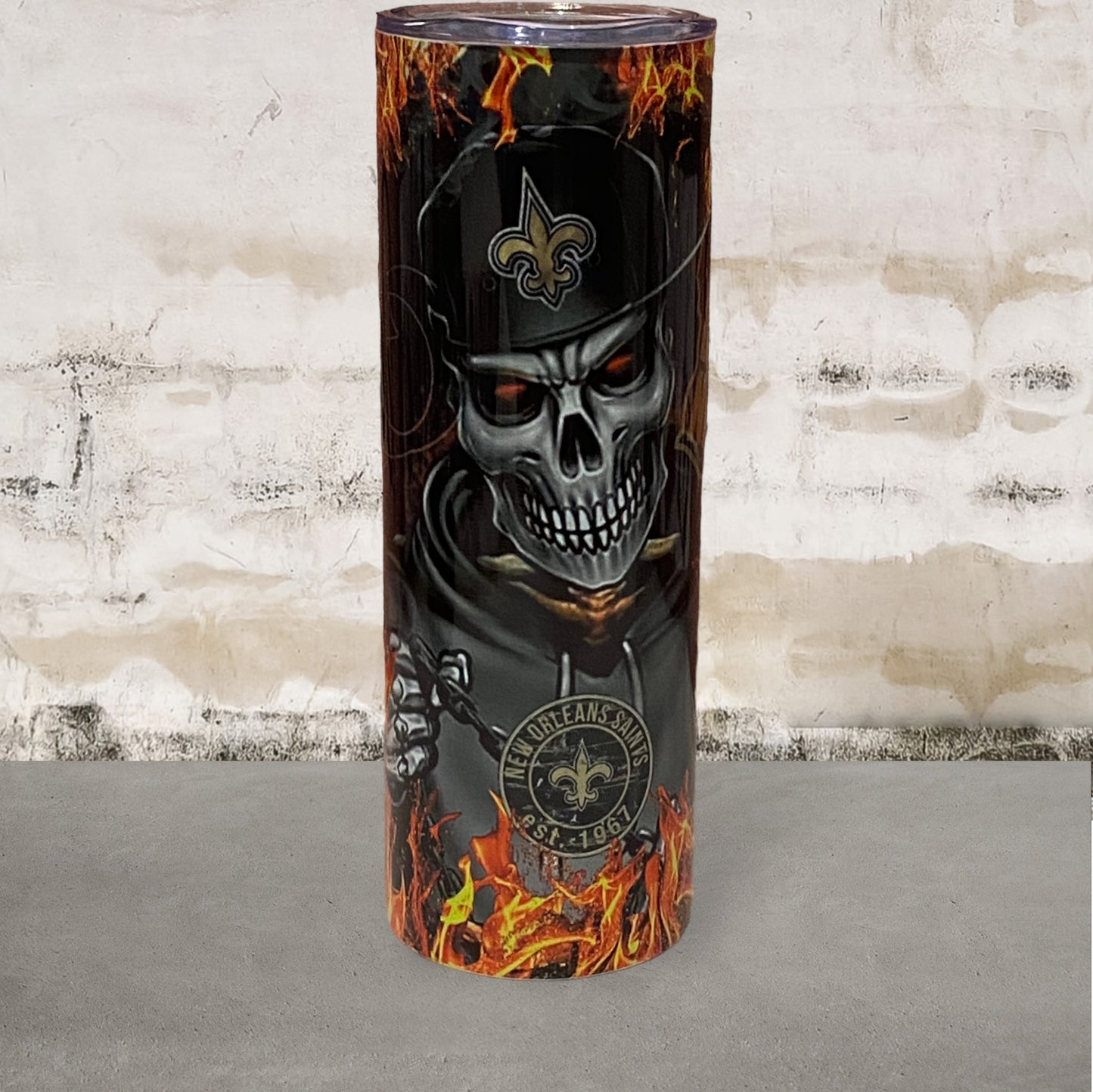 New Orleans Saints Skull Tumbler